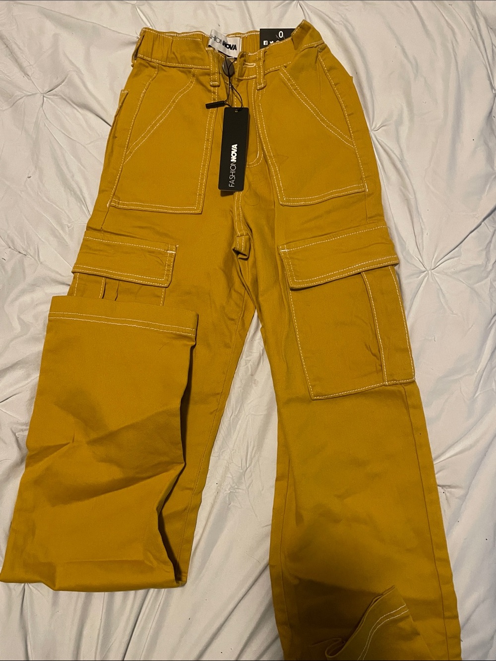 Fashion Nova Men's Mustard Utility Cargo Pants
